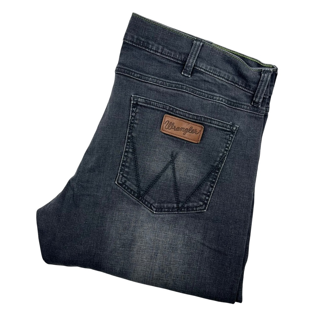 Wrangler Retro Slim Straight Jeans Mens 38x34 (Fits 38x32) Gray Stretch Denim